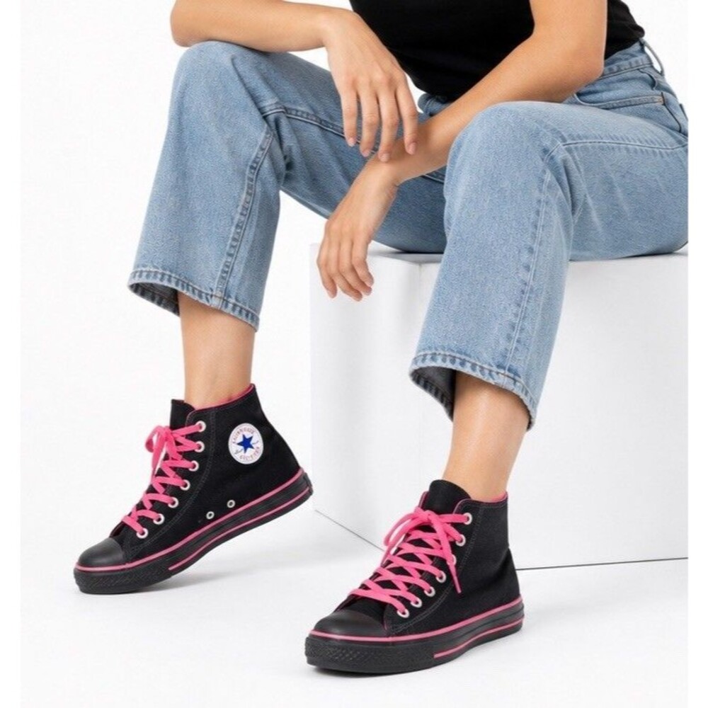 Converse Chuck Taylor All Star Hi Black Pink Canvas Sneakers Men’s 7 Women’s 9